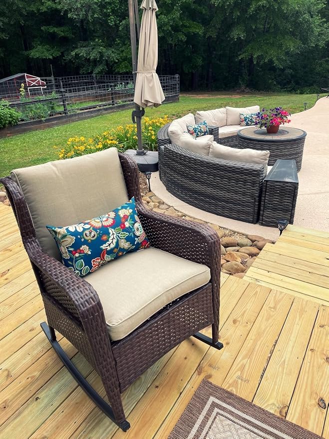 RSH DECOR: Lumbar Throw Pillows Set of 4 | 20” x 12" | All-Weather Spun Fabric | Water and Fade-Resistant | Outdoor Support Pillows for Patio Furniture | Telfair Peacock