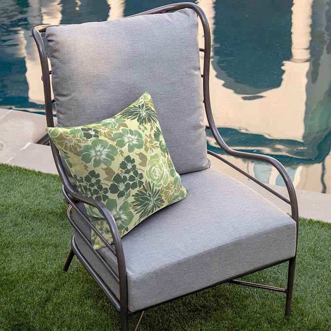 DYTXIII Pack of 2 Outdoor Waterproof Pillow Covers ONLY, 18"x18" Square Decorative Double Printed Throw Pillow Cases for Patio Couch Porch Furniture, Green Rose