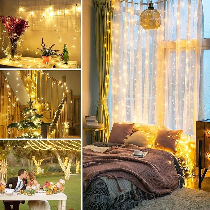 JMEXSUSS Connectable 250 LED Warm White Christmas Lights Indoor Outdoor | 91.5ft Christmas String Lights, 8 Modes Twinkle String Light Plug in for Christmas Tree Party Decoration