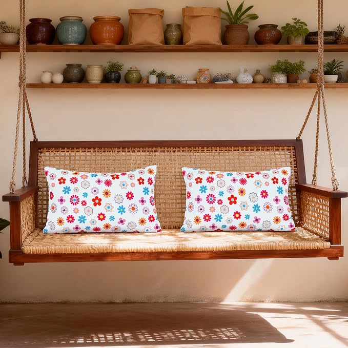 Eternal Beauty 20" x 12" Set of 2 Outdoor Pillow Covers Decorative Pillow Covers for Fall Couch Pillows (Multicolored Flower, 20" x 12" (Pack of 2))