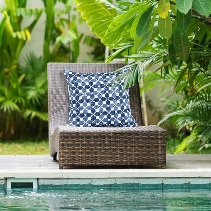 JMGBird Blue Throw Pillows Outdoor Pillow Inserts Included | 18x18 Outdoor Pillows Waterproof Outdoor Throw Pillow set of 2 Outdoor Patio Pillows for couch