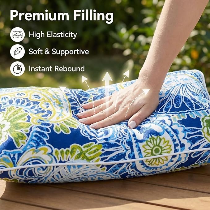 JMGBird Green Outdoor Pillows Waterproof Outdoor Lumbar Pillows | 12x20 Outdoor Pillow Cover with insert Couch Throw Pillows Outside Pillows Outdoor patio pillows for Furniture