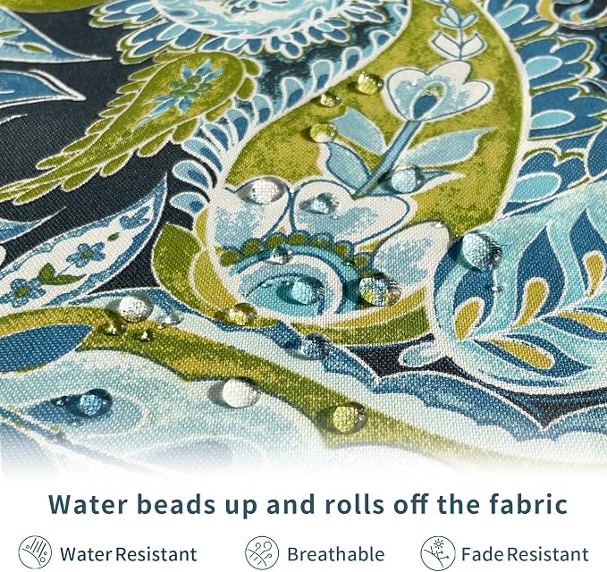 DYTXIII Pack of 2 Waterproof Outdoor Lumbar Pillow with Inserts, 12x20 in Rectangle Decorative Patio Throw Pillow for Home, Sofa,Bench and Patio Furniture, Paisley Lapis Green
