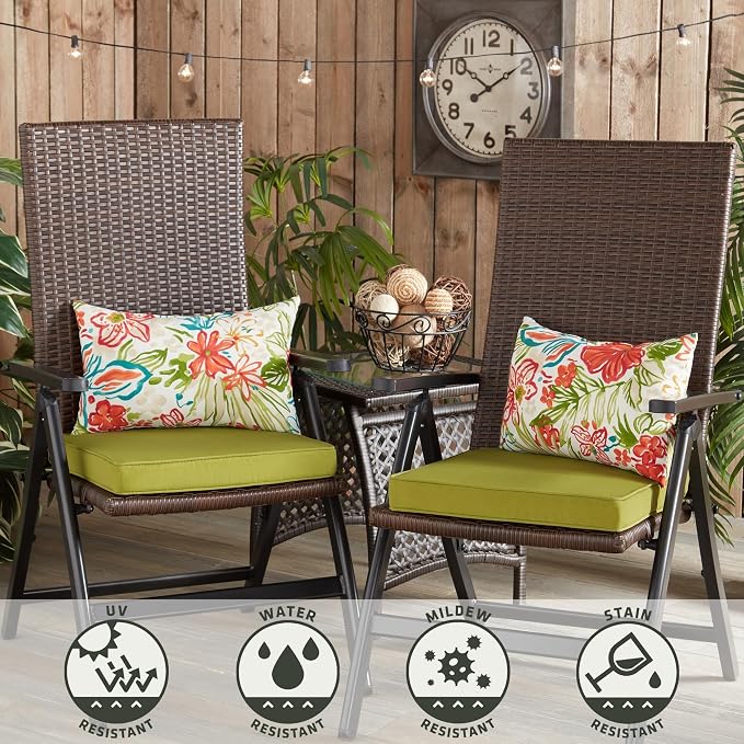 Greendale Home Fashions 2-Pack Outdoor 19x12 inch Rectangle Decorative Throw Pillow, Garden Floral
