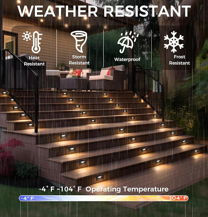 CLOUDY BAY 120V Dimmable LED Indoor Outdoor Step Light,3000K Warm White,Stair Light,Pack of 3,Metal Black