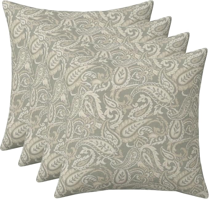 RSH DECOR Square Throw Pillows Set of 4, 24" x 24", Outdoor Pillows Waterproof, Outdoor Pillow Covers, Pillow Covers for Couch, Ayideal Fossil, Made in USA