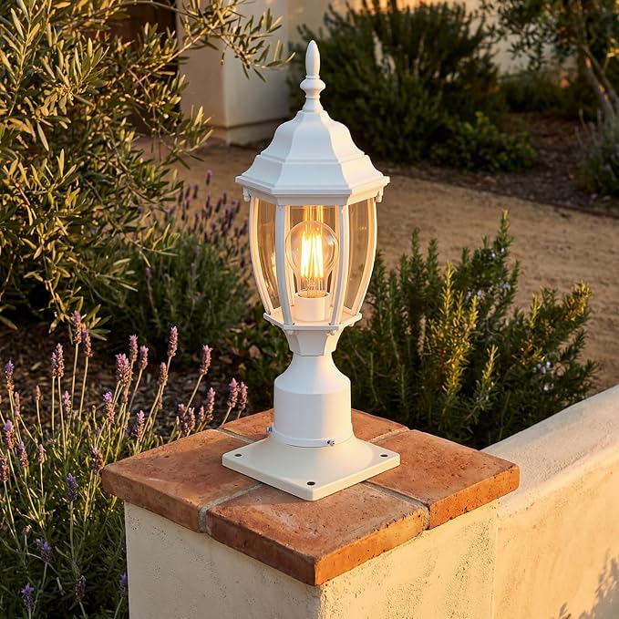 Pier Mount Base, Fits 3" Post Light, Rustproof and Thick Aluminum | Pole Light Adapter, 2.6mm Thick, Waterproof, Anti-rust, 6.1"Wx6.1"Dx4.02"H, White, 2 Pack