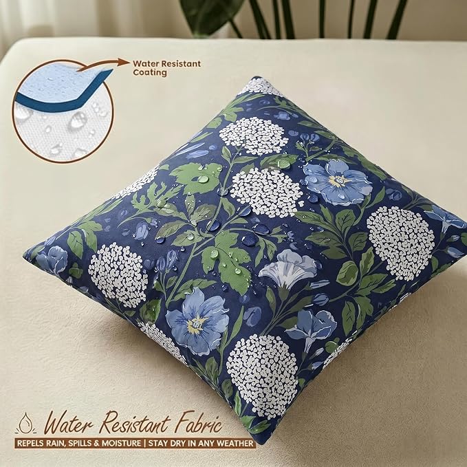 cygnus Summer Waterproof Outdoor Pillow Covers 18x18 Inch Blue Hydrangea Outdoor Pillows for Patio Furniture Garden Home Decor- Double Side,Fade Resist