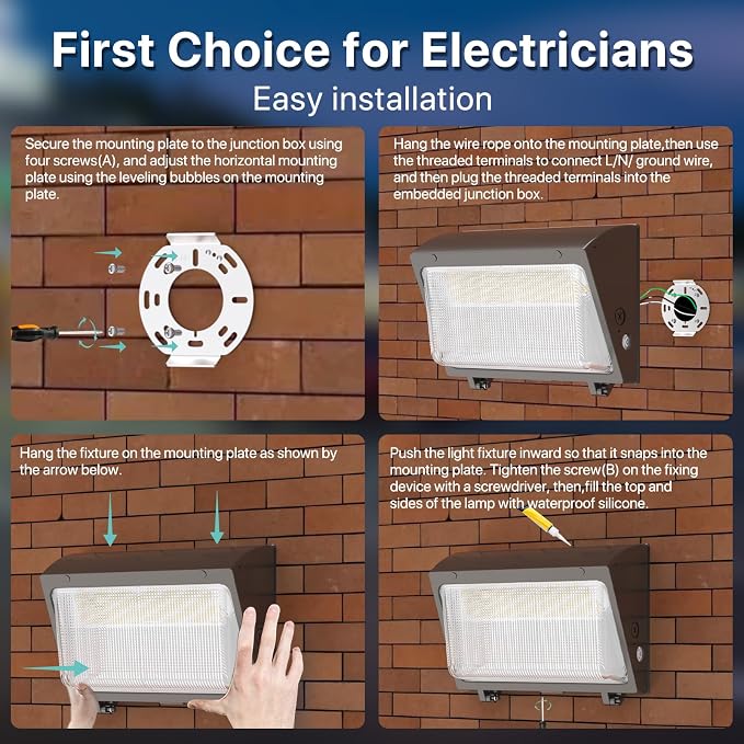 LED Wall Pack Light: 150W 22500LM with Dusk-to-Dawn Photocell | ETL Listed, Glass Lens, IP65 Waterproof, Commercial & Industrial Lighting, Ideal Outdoor Security Lighting for Warehouse Yard