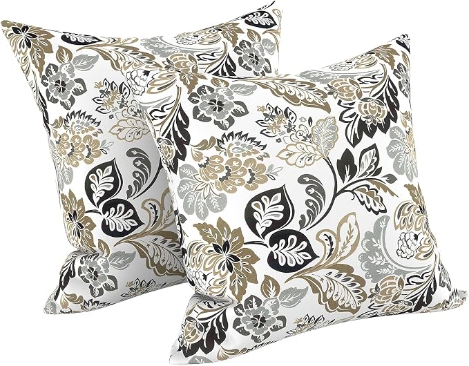 LVTXIII Outdoor Throw Pillows, Decorative Throw Pillows with Inserts, 20"x20" Square Pillows for Bed, Couch, Sofa and Patio Furniture, Set of 2, Dailey Tan