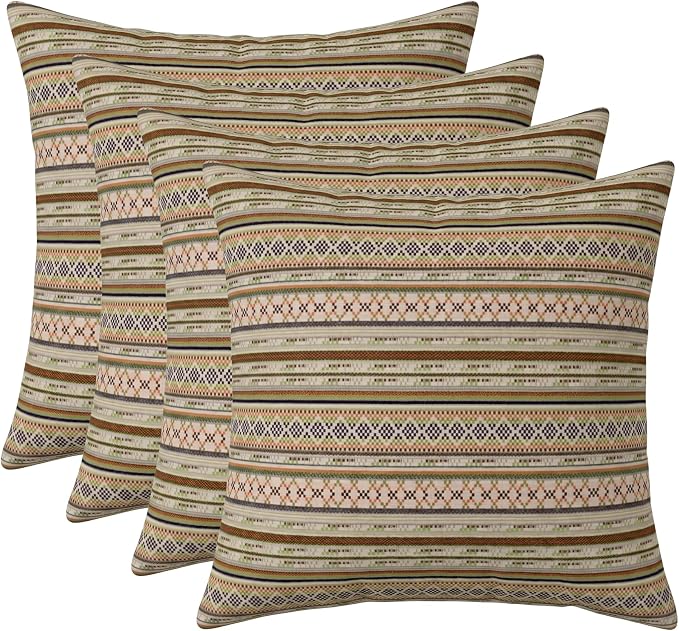 RSH DECOR: Sunbrella Square Throw Pillows Set of 4 | 20" x 20" | Water and Fade-Resistant Performance Fabric | Outdoor Pillow Covers with Down-Alternative Inserts | Made in USA (Chimayo Dew)