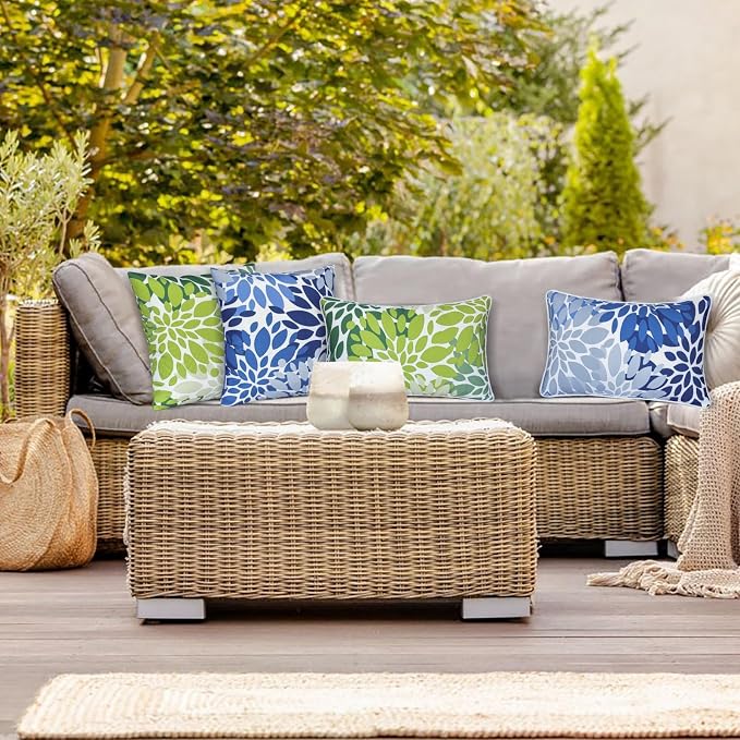 JMGBird Outdoor Patio Pillows Waterproof Outdoor Pillow Covers with Inserts | 12x20 Pillow Insert Outdoor Lumbar Pillows Weather Resistant Throw Pillows for Patio Furniture
