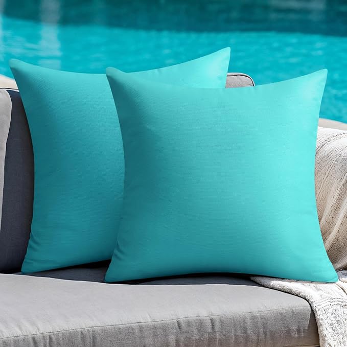 Premillow Outdoor Pillow Covers, Waterproof Pillow Covers, 18x18, Set of 2 | Decorative Waterproof Pillow Covers, Solid Linen Pillowcase,Summer Farmhouse Cushion Case for Patio Garden Balcony Couch Sofa