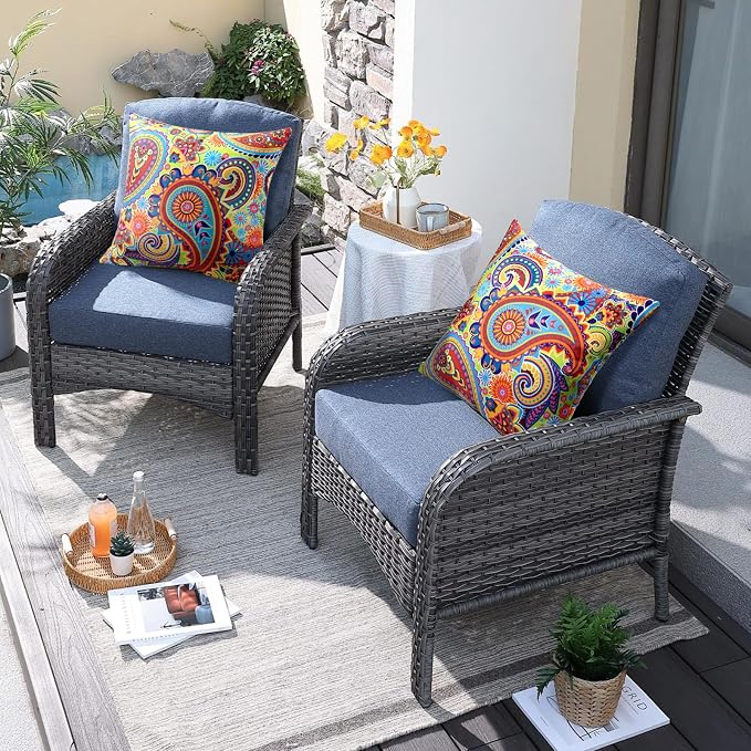 2 Pack Waterproof Outdoor Pillows, 18x18 Outdoor Throw Pillows | Patio Furniture Pillows, Fluffy Decorative Pillows, Waterproof &Fade Resistant, Removable & Washable, Paisley Colorful