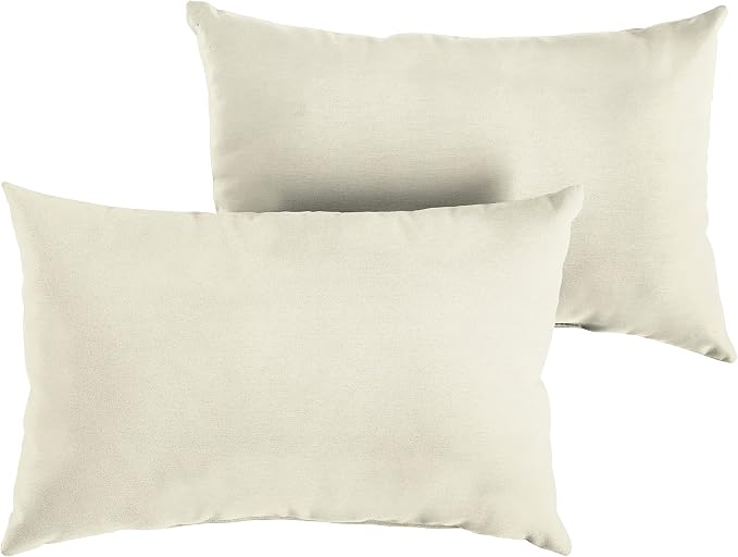 Sorra Home x Sunbrella - Indoor/Outdoor Lumbar Pillows Set of 2, 12 x 24, Canvas Natural Ivory