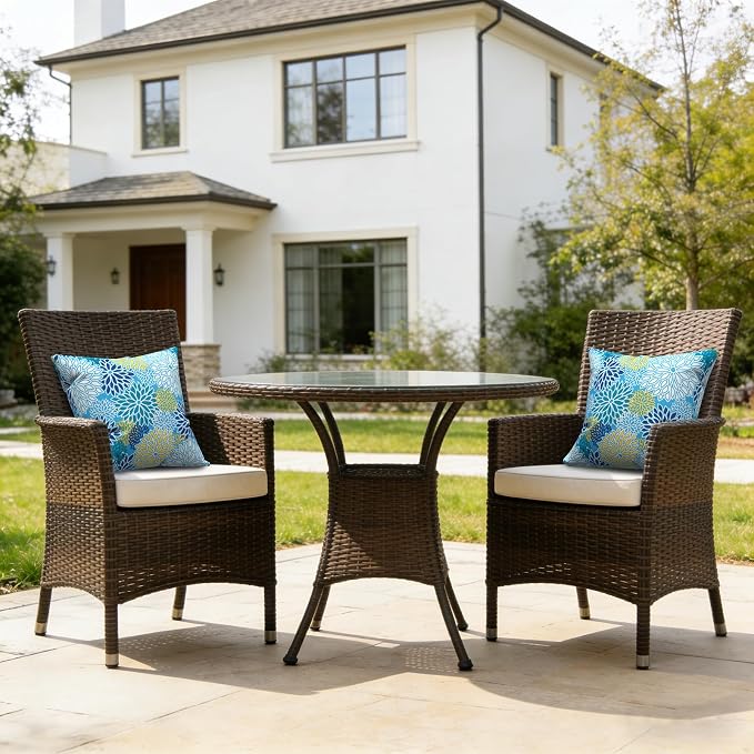 LVTXIII Outdoor/Indoor Throw Pillows, Decorative Throw Pillows with Inserts, 18"x18" Square Pillows for Bed, Couch, Sofa and Patio Furniture (Set of 2, Dahlia Blue)