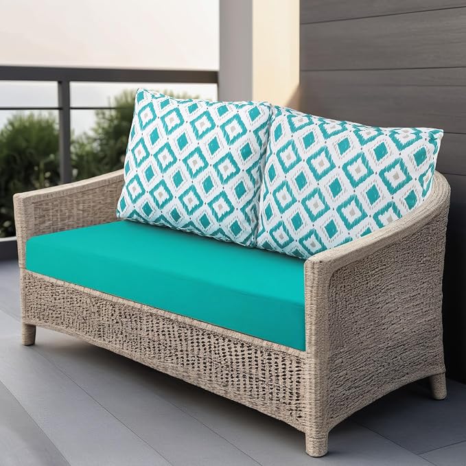 Outdoor Loveseat Cushions for Patio Furniture, Waterproof Cushion | Couch Hampton Bay Deep Seat Cushion Replacement Set 46" x 26", Patio Love Seat Sofa Cushions for Porch Garden Chair, Blue