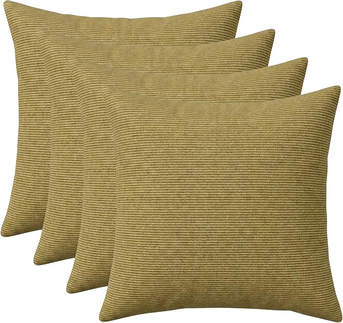 RSH DECOR Square Throw Pillows Set of 4, 20" x 20", Outdoor Pillows Waterproof, Outdoor Pillow Covers, Pillow Covers for Couch, Luca Rib Pecan, Made in USA