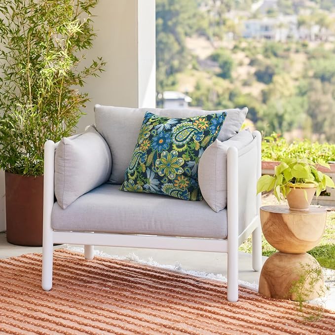 Outdoor 20x20 Inch Throw Pillows with Inners, Square Pillows Decorative Set of 2 for Home Garden Furniture, Wonder Garden
