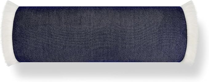 Hofdeco Premium Coastal Hampton Outdoor Performance Bolster Pillow Cover Only, 6"x20" Water Repellent, UV and Fade Resistant for Backyard, Couch, Poolside, Indigo Blue Woven Solid