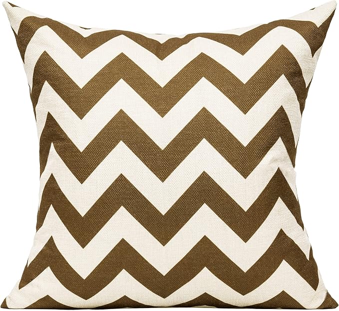All Smiles Brown Outdoor Throw Pillow Covers 18x18 Set of 4 Boho Decorative Home Porch Decor Cushion Cases for Patio Furniture Chair Couch Sofa Living Room,Geometric Coffee Chocolate