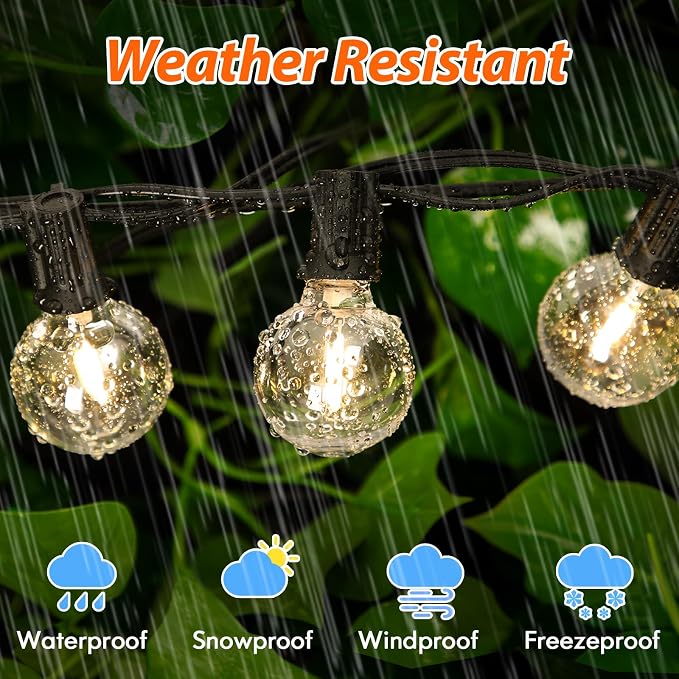 150FT LED Outdoor String Lights with Dimmable 3 Color Lights with Remote | String Light for Outside, G40 Globe Waterproof Patio Lights with 75+2 Shatterproof Bulbs for Party Backyard BBQ House Camping