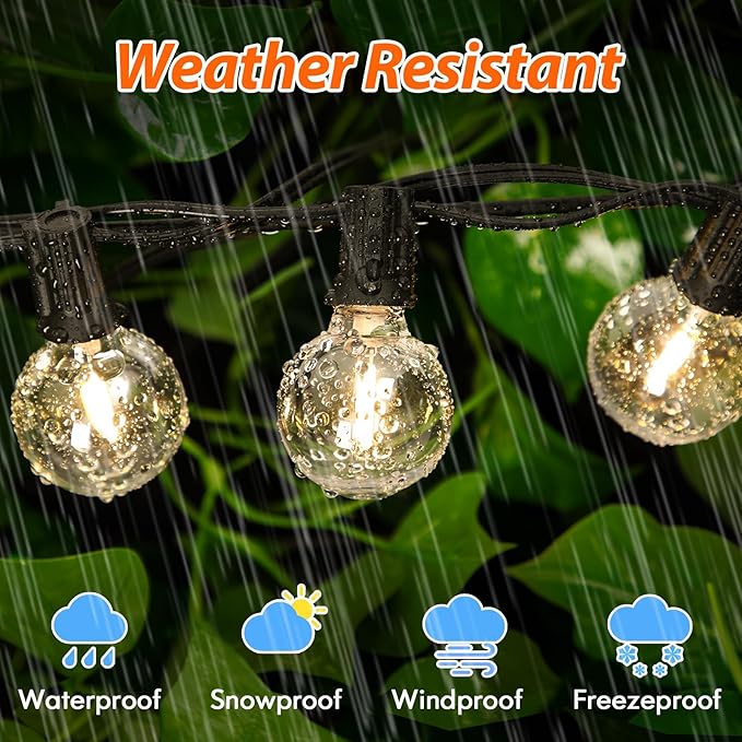 200FT LED Outdoor String Lights with Dimmable 3 Color Lights with Remote | String Light for Outside, G40 Globe Waterproof Patio Lights with 100 Shatterproof Bulbs for Party Backyard BBQ House Camping
