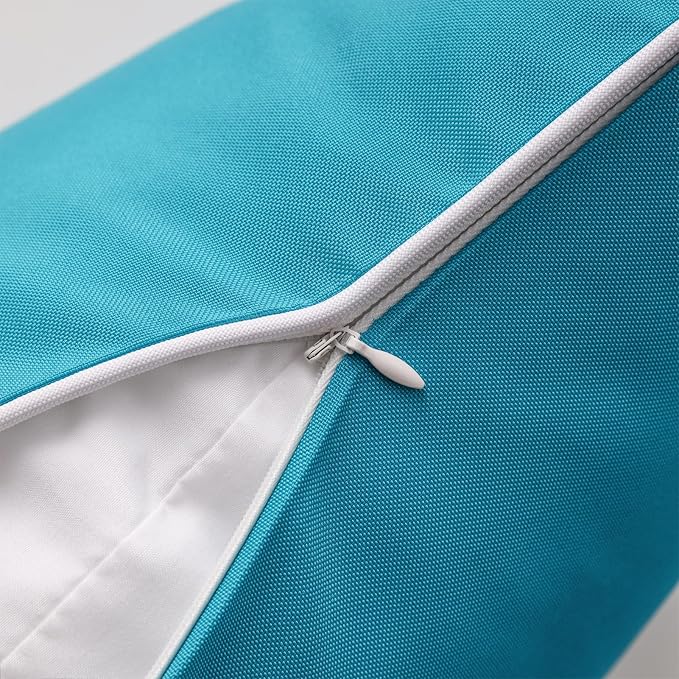 Phantoscope Pack of 2 Outdoor Waterproof Solid Throw Decorative Pillow Cover Decorative Square Outdoor Pillows Cushion Case Patio Pillows for Couch Tent, Teal Blue 18x18 inches 45x45 cm