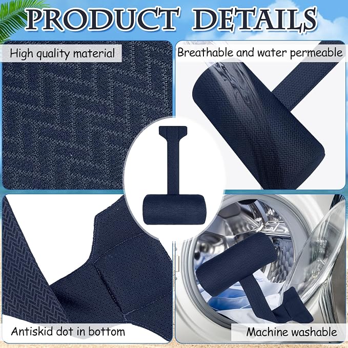 Kigley 2 Pcs Chaise Lounge Headrest Pillow for Patio Outdoor Pool Headrest Pillow Quick Drying Lounger Supplies for Adult with Non Slip Weighted Tail (Navy Blue)