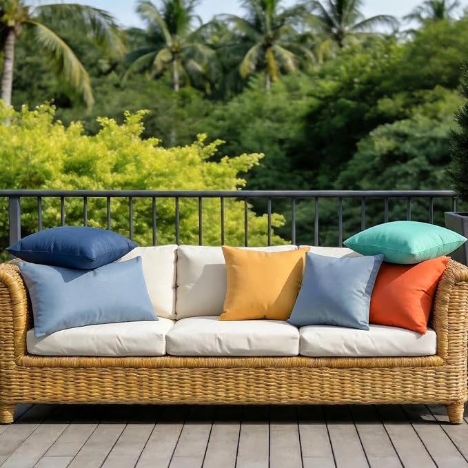 Outdoor Pillow Covers Waterproof Cushion Covers Patio Pillows Case 2 Pack | 18x18inch, Solid, Seamless, Hidden Zipper,Pecet for Porch Decoration,Patio Furniture,Outdoor Couch, Balcony,Garden Bench