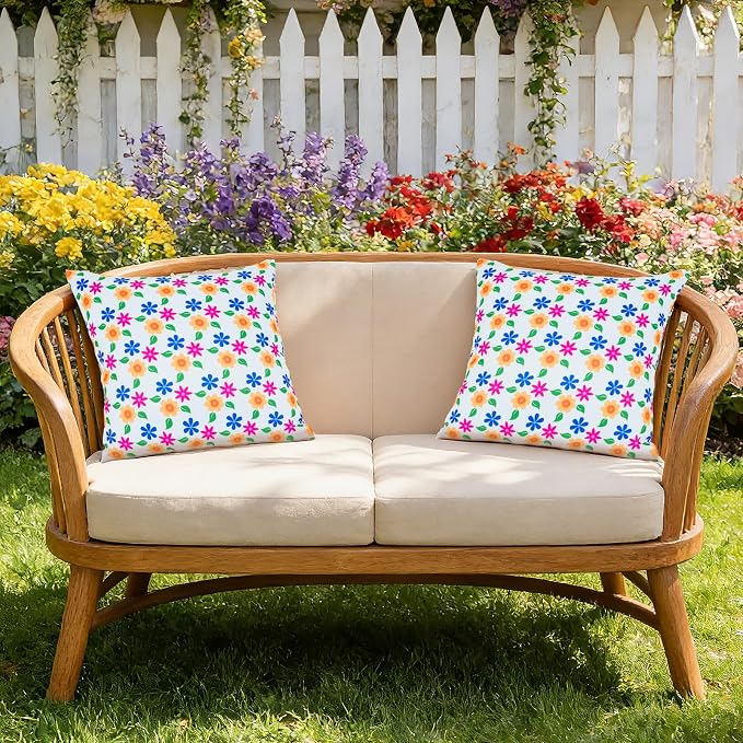 Eternal Beauty 20''x20'' Set of 2 Outdoor Pillow Covers Decorative Pillow Covers for Fall Couch Pillows (Yellow-Blue Flower, 20" x 20" (Pack of 2))
