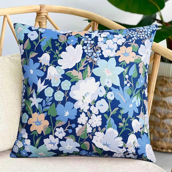 Adabana Outdoor Waterproof Floral Pillow Covers 20x20 Inch | Colorful Outdoor Pillow Covers Summer Decirative for Patio Furniture Porch Garden Pillows