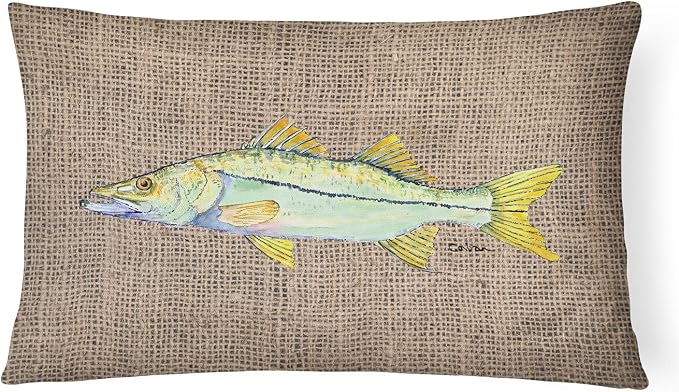 Caroline's Treasures 8772PW1216 Fish - Snook Canvas Fabric Decorative Pillow Machine Washable, Indoor Outdoor Decorative Pillow for Couch, Bed or Patio, 12HX16W