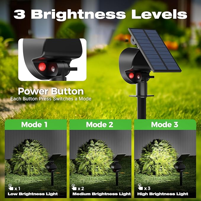 nipify Solar Spot Lights Outdoor Waterproof, Landscape Spotlights | Cool White, 2 Pack/53 LED/3 Modes, Adjustable Solar Panels, Auto On/Off, Uplights Lighting for Outside Tree Yard Flag Garden