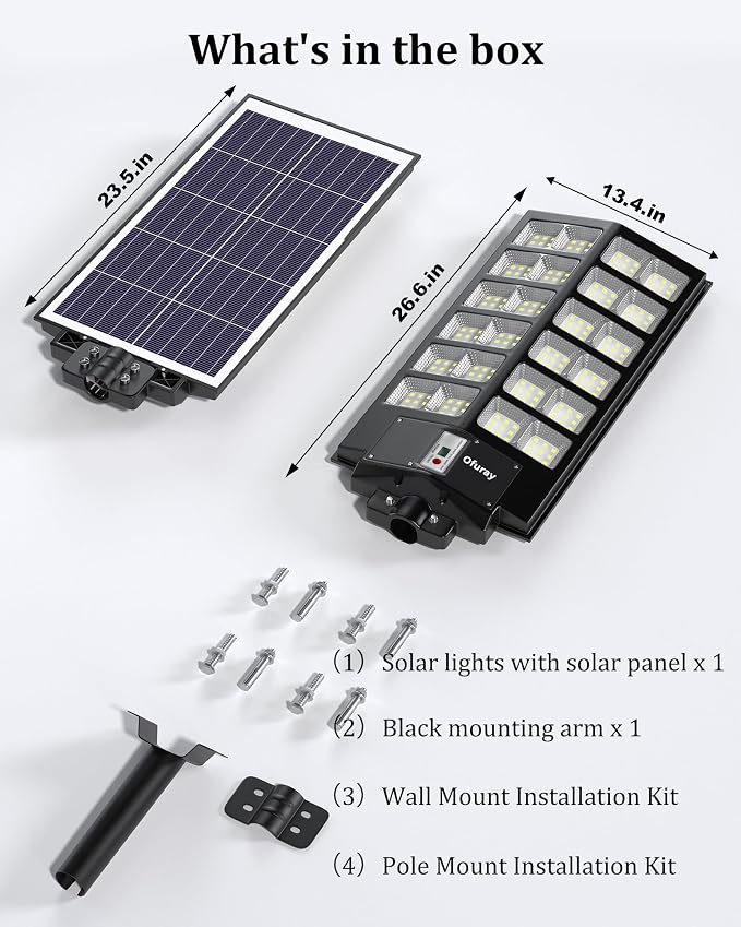 Solar Street Lights Outdoor,Of-9800W Commercial Parking Lot Light | Solar Flood Light, LED Area Light with Motion Sensor, Dusk to Dawn, Remote Control for Security Lighting in Streets, Barns