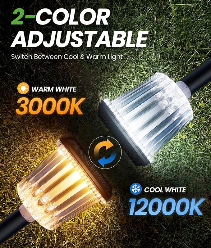 Super Bright Solar Garden Lights Powered 8 Pack,Adjustable Warm&Cool White,Waterproof IP65 Solar Pathway Outdoor Decor Landscape Lighting Outside for Front Yard/Patio/Walkway/Driveway/Lawn/Path Light