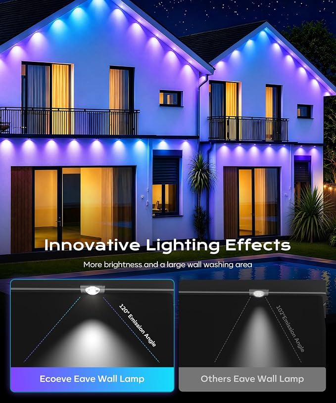 Permanent Outdoor Lights for House, 50ft Christmas RGB+IC Lights | 16 Million Colors & 50 Scene Modes, App/Remote Control, DIY Music Sync, Holiday Party Halloween Decor
