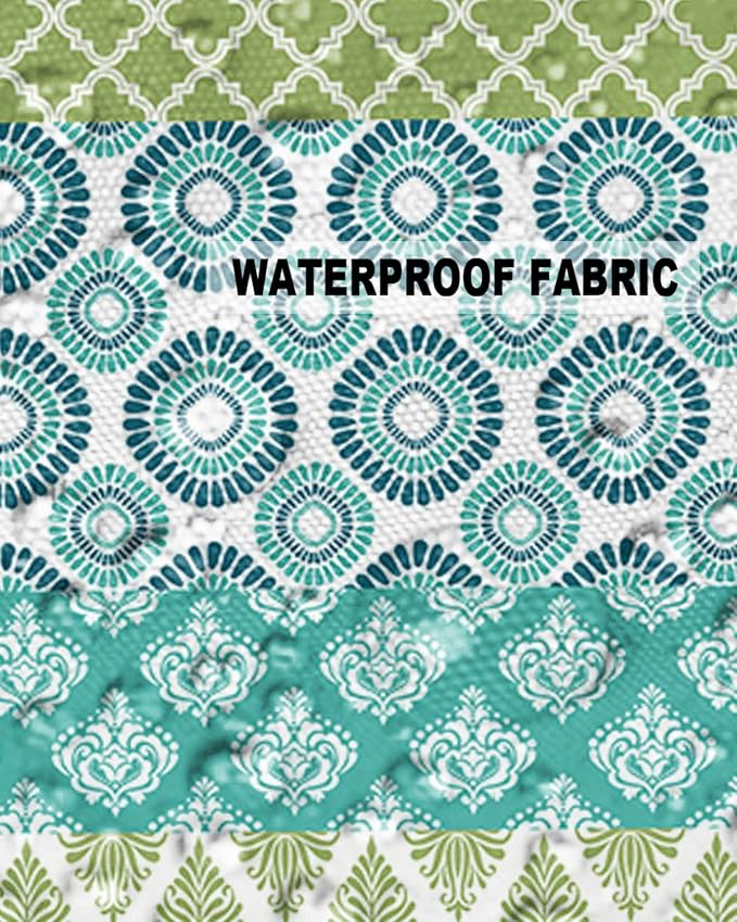 Outdoor Waterproof Throw Pillow Covers Set of 2 Teal Boho Stripe Tribal Vingtage Lumbar Pillowcases 26x26 Inch Green Bohemian Style Decorative Pillows Cushion Case Patio Pillows for Couch Bed Garden