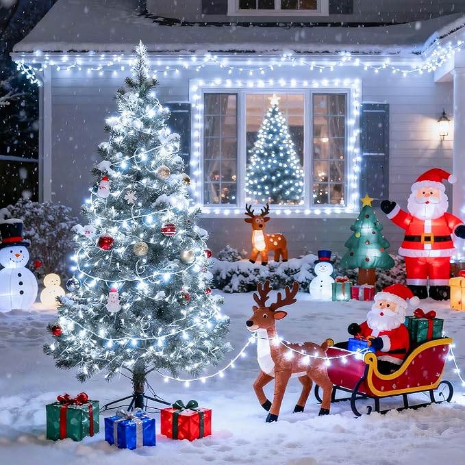 JMEXSUSS Connectable 8 Modes 100 LED White Christmas Lights Clear Wire | 33ft Twinkle Fairy String Lights Indoor, Plug-in Christmas String Lights Outdoor Waterproof for Christmas Wedding Party Tree