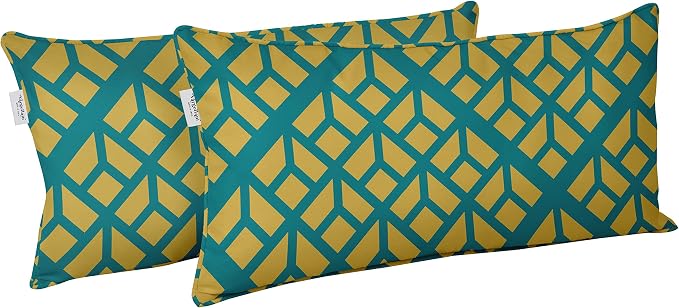 Indoor/Outdoor Polyester Fabric Lumbar Pillow Cover, All-Weather Waterproof Rectangular Cushion Case for Patio Furniture, 12 x 18 Set of 2 - Abstracts-34