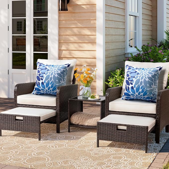 18x18 Waterproof Outdoor Pillows, Set of 2 Outdoor Throw Pillows | Patio Furniture Pillows, Fluffy Decorative Pillows, Waterproof &Fade Resistant, Removable & Washable, Dark Blue