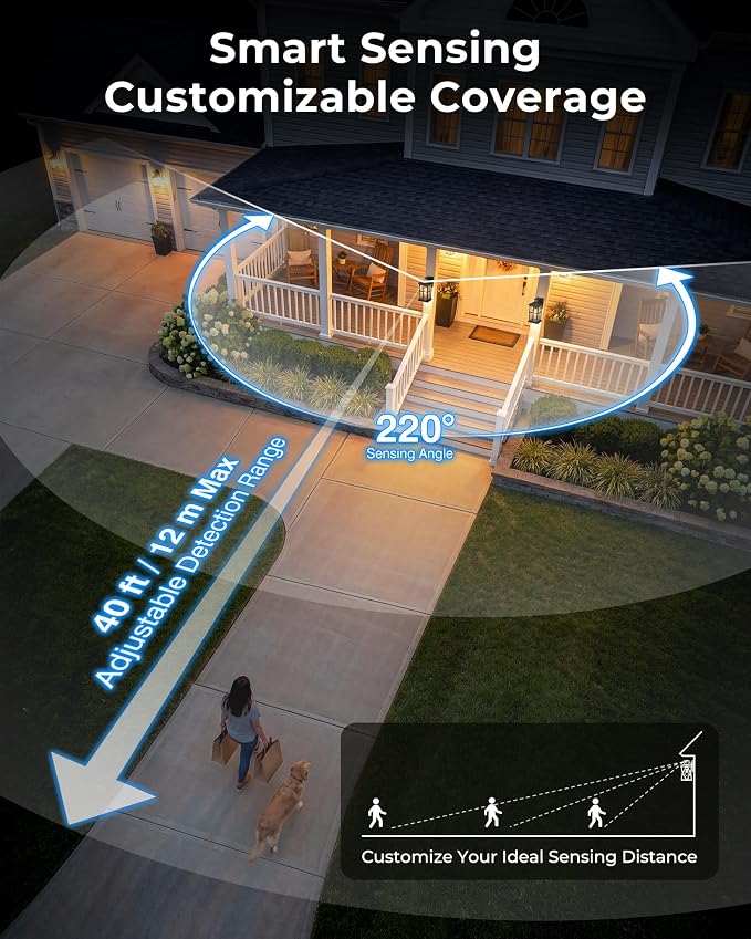 VIANIS Large Motion Sensor Porch Lights Outdoor, Oil Rubbed Bronze Farmhouse Outdoor Garage Lighting Fixtures Wall Mount for House, Anti-Rust Waterproof Exterior Sconce Light for Coach, Patio