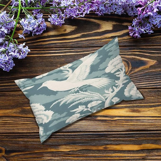 Set of 2 Blue Turquoise and White Birds Plant Decorative Throw Pillow Covers 12x20in Farmhouse Rectangle Accent Pillow Cases Cushion Cover Cases for Sofa Chair Bedroom Home Decor