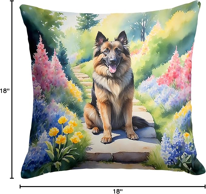 Caroline's Treasures Belgian Tervuren Spring Path Throw Pillow Machine Washable, Indoor Outdoor Decorative Pillow for Couch, Bed or Patio, 18Hx18W