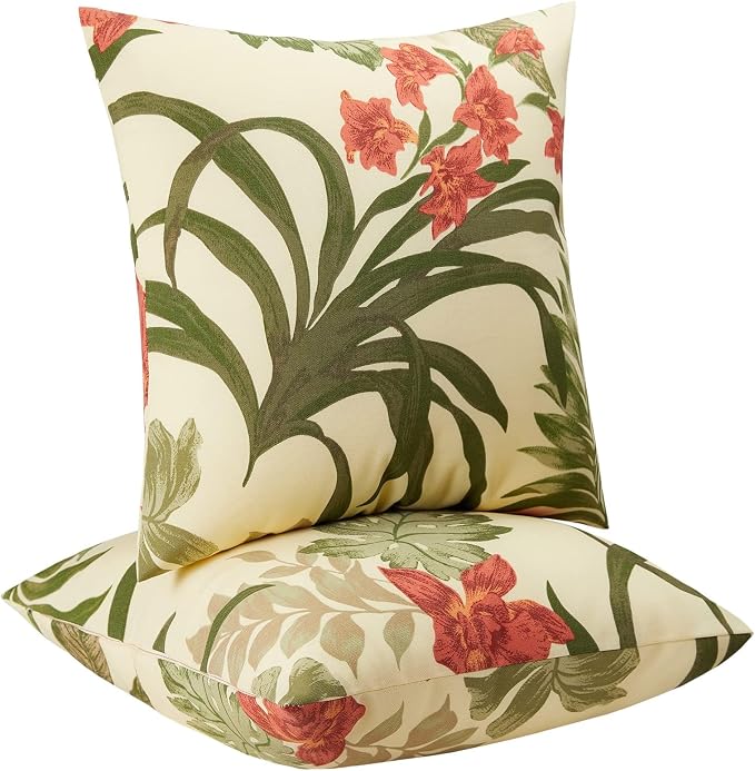 Outdoor Throw Pillows Decorative Pillows with Insert Included | 18x18 Outdoor Pillows Set of 2 Decorative Pillows Yellow Outdoor Pillows for Patio Furniture
