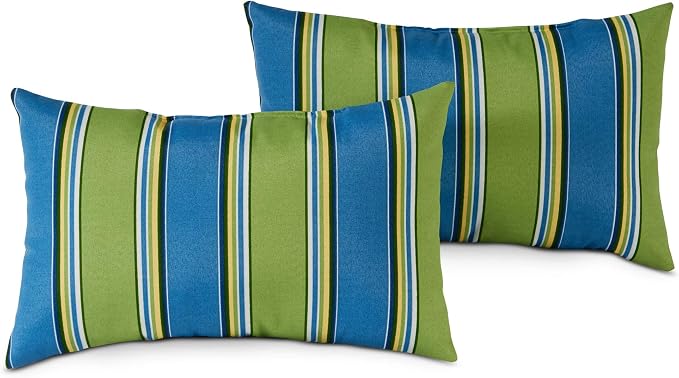 South Pine Porch Outdoor 19x12-inch Rectangle Accent Pillow (Set of 2), Cayman Stripe