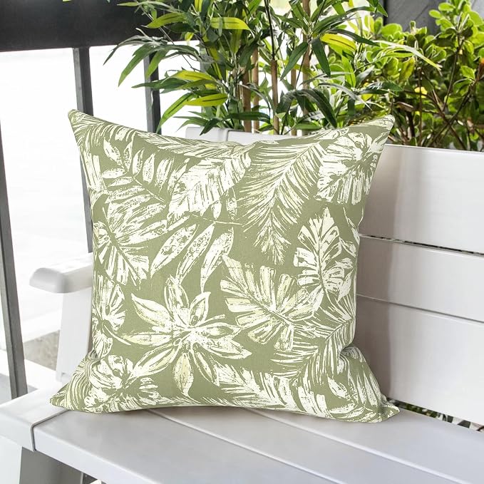 LVTXIII Outdoor Pillows 20x20 Inch, 2 Pack Large Decorative Square Throw Pillows with Inserts for Couch, Bed, Floor Seating, Patio Furniture, Tropical Leaf Green