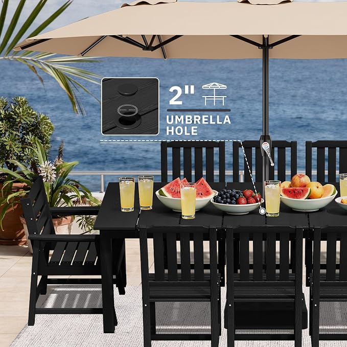 AreShark Patio Dining Chair Set of 2,All Weather HDPE Outdoor Dining Armless Chairs with Wide Seat and Backrest,Weatherproof Patio Chairs for Garden,Backyard,Deck,Black
