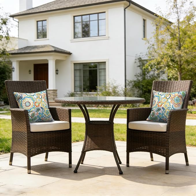 LVTXIII Outdoor/Indoor Throw Pillows, Decorative Throw Pillows with Inserts, 18"x18" Square Pillows for Bed, Couch, Sofa and Patio Furniture, Set of 2, Flower Blue