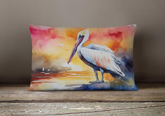 Caroline's Treasures DAC2852PW1216 Pelican Throw Pillow Machine Washable, Indoor Outdoor Decorative Pillow for Couch, Bed or Patio, 12HX16W